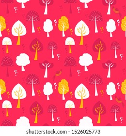 Seamless tree set, vector illustration. Can be used for greeting card, invitation, banner, web design.