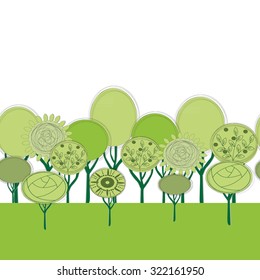 Seamless trees Landscape. Flat Design