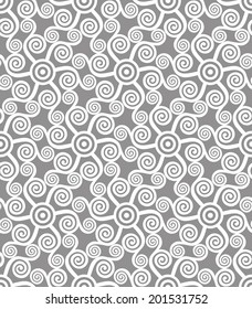 Seamless trellis pattern, greek key seamless background, flowers of swirls and circles, monoxhrome monotone seamless texture, classic cover design, seamless printing in greec style