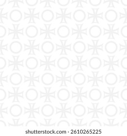 Seamless trend ornament of circles and arcs, geometric white shapes for textiles and wallpaper. Abstract panoramic pattern on a gray background for a New Year or wedding cover or card.