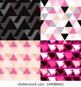 Seamless trendy abstract geometric background pattern set in vector 