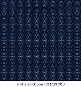 Seamless trendy abstract geometric pattern, art deco style. Gradient, gold, dark blue background, vector