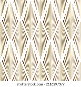 Seamless trendy abstract geometric pattern, art deco style. Gradient, gold, white background, vector