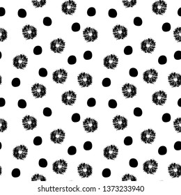 Seamless trendy abstract Memphis pattern. Black and white textures, simple design. Vector illustration. Applicable for backgrounds, wrapping paper, textile concepts.