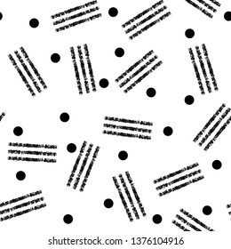 Seamless trendy abstract Memphis pattern. Black and white textures, simple design. Vector illustration. Applicable for backgrounds, wrapping paper, textile concepts.