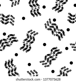 Seamless trendy abstract Memphis pattern. Black and white textures, simple design. Vector illustration. Applicable for backgrounds, wrapping paper, textile concepts.