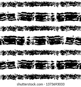 Seamless trendy abstract striped Memphis pattern. Black and white textures, simple design. Vector illustration. Applicable for backgrounds, wrapping paper, textile concepts.
