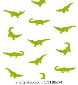 Seamless trendy animal pattern with crocodile. Flat design print in cartoon style.