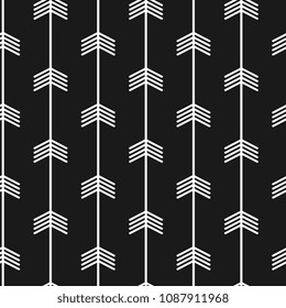 Seamless trendy arrow pattern. Black and white arrows with modern scandinavian style.