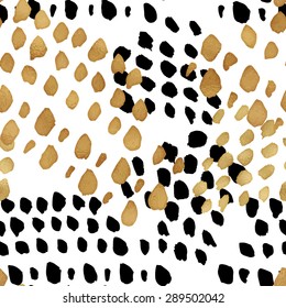 Seamless trendy blog background with handdrawn gold and black ink design elements. Vector Eps10 illustration doodle sketch