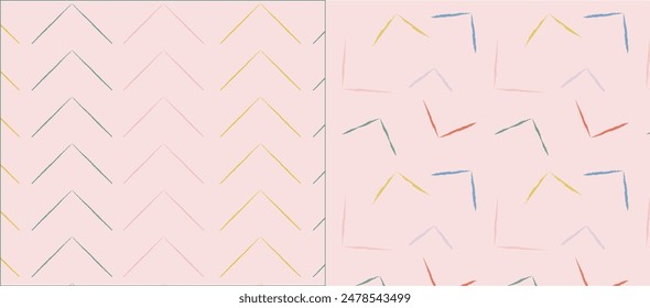 seamless Trendy colorful pattern set with brush strokes, hand - drawn. Vector illustration	