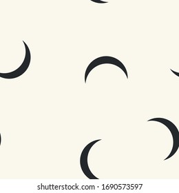 Seamless trendy feshion pattern with black moons. Vector simple minimalistic background