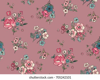 Seamless Trendy Floral Pattern in Vector