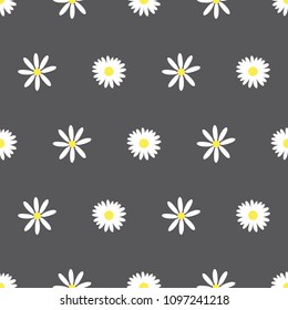 seamless trendy modern romantic daisy vector illustration pattern grey background