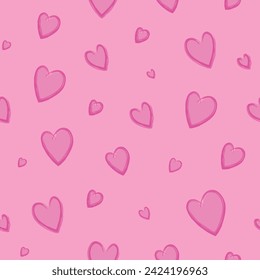 seamless trendy pattern with abstract heart, line. pink, girly background. simple, repeat walpapper, natural element. for print, paper, banner. vector art illustration. barbie style