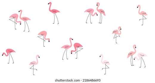 Seamless trendy pattern with cartoon flamingo. Simple vector illustration for prints, clothing, packaging and postcards.