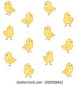 Seamless trendy pattern with chick. Outline vector illustration for prints, clothing, packaging and postcards.