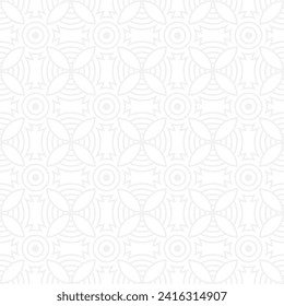 Patrón de moda de los círculos y arcos, formas geométricas de color blanco para textiles y papel pintado. Patrón navideño festivo en un fondo gris.