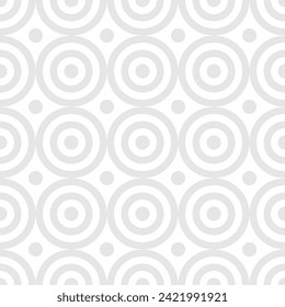 Seamless trendy pattern of circles and arcs, geometric white shapes for textiles and wallpaper. Festive Christmas pattern on a gray background.