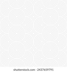 Seamless trendy pattern of circles and arcs, geometric white shapes for textiles and wallpaper. Festive Christmas pattern on a gray background.
