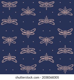 Seamless trendy pattern with dragonfly. Cartoon vector illustration for prints, clothing, packaging and postcards.