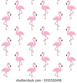 Seamless trendy pattern with flamingo. Cartoon vector illustration for prints, clothing, packaging and postcards.