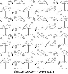 Seamless trendy pattern with flamingo. Cartoon vector illustration for prints, clothing, packaging and postcards.