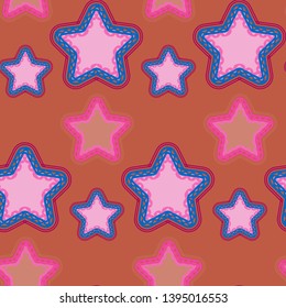 Seamless trendy pattern of golden stars of different shades on a transparent background. Vector image, eps 8
