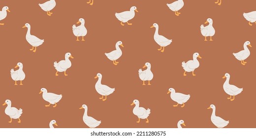 Patrón de moda sin inconveniente con ganso. Esbozar ilustración vectorial para impresiones, ropa, embalaje y postales.