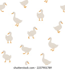 Seamless trendy pattern with goose. Outline vector illustration for prints, clothing, packaging and postcards.