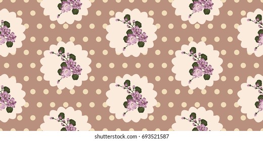 Seamless trendy pattern in small flowers of violet. Country style millefleurs. Floral ditsy regular order background for textile, wallpaper, covers, surface, print, gift wrap, scrapbooking, decoupage.