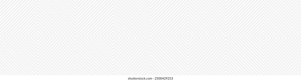 Seamless trendy pattern of stripes and diamonds, geometric white shapes for textiles and wallpaper. Abstract panoramic pattern on a gray background for a New Year or wedding cover or card.