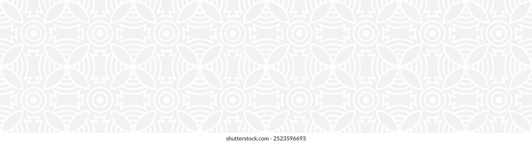 Seamless trendy pattern of stripes and diamonds, geometric white shapes for textiles and wallpaper. Abstract panoramic pattern on a gray background for a New Year or wedding cover or card.