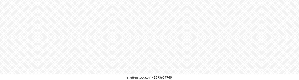 Seamless trendy pattern of stripes and diamonds, geometric white shapes for textiles and wallpaper. Abstract panoramic pattern on a gray background for a New Year or wedding cover or card.
