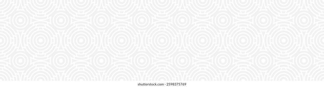 Seamless trendy pattern of stripes and diamonds, geometric white shapes for textiles and wallpaper. Abstract panoramic pattern on a gray background for a New Year or wedding cover or card.