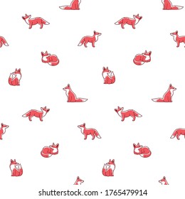 Seamless trendy pattern with style cartoon fox.