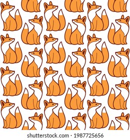 Seamless trendy pattern with style cartoon fox.