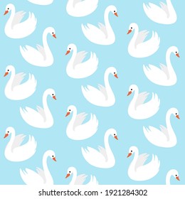 Seamless trendy pattern with swan. Childish print for nursery, kids apparel, poster, postcard, pattern.