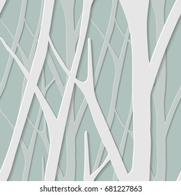 seamless trendy pattern with trees. Floral modern 3D wallpaper. Vector illustration. Eps-10.