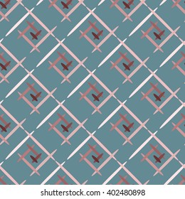 Seamless trendy texture made of twisted spirals made of ovals, on blue background.