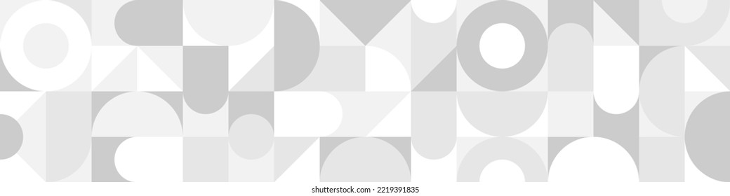 Seamless trendy white background for textiles or covers. Mosaic with gray texture of geometric shapes, template for web intro.