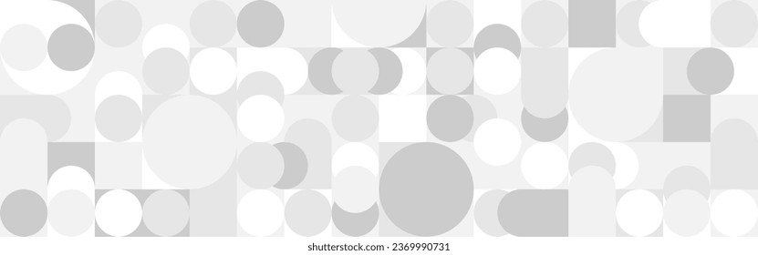 Seamless trendy white background for textiles or covers. Mosaic with gray texture of geometric shapes, template for web intro.