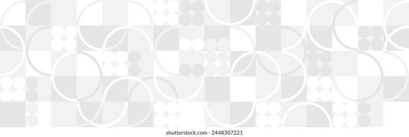 Seamless trendy white background for textiles or covers. Mosaic with gray texture of geometric shapes, template for web intro.	
