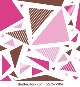Seamless triangle color. Cloth pattern concept. pink color tone.