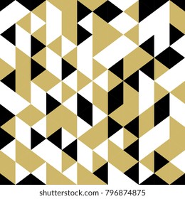 Seamless triangle memphis trandy 90s yellow, white and black. Pattern geometric illustration vector.