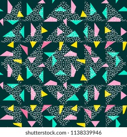 Seamless triangle pattern abstract background with geometric texture memphis pastel trendy.