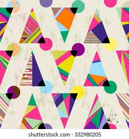 seamless triangle pattern background, hipster retro style, vector