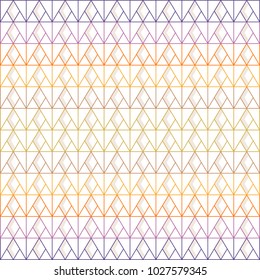 Seamless triangle pattern of colorful lines with gray shadow on white background; vector illustration. Use as background, texture in graphic designs; or print on products, e.g. tile, fabric, wallpaper