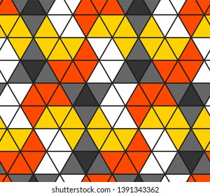 Seamless triangle pattern. Geometric wallpaper of the surface. Unique background. Floor design. Bright colors. Print for flyers, posters, t-shirts and textiles. Modern or vintage retro style