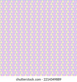 Seamless triangle pattern. With light pink and light yellow triangles interspersed. Vector blue background. Geometric abstract texture.